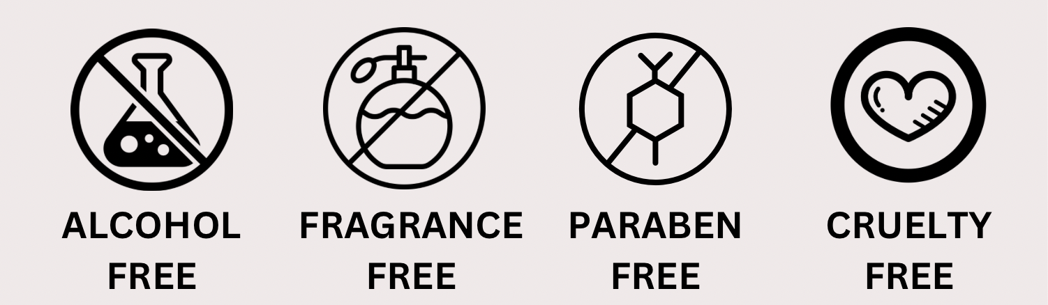 alcohol-free, fragrance-free, paraben-free, and cruelty-free – ideal for sensitive and ethical skincare.